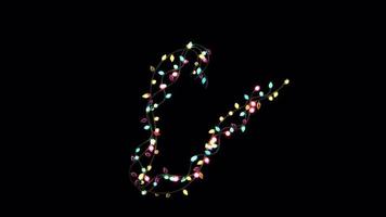 Growing animated blinking Christmas lights letters typeface with alpha V video