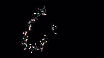 Tipo de letra de letras de luces navideñas parpadeantes animadas crecientes con alfa w video