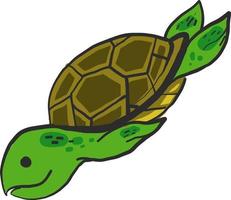 Swimming turtle, illustration, vector on white background
