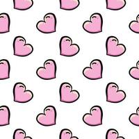 Cute pink hearts ,seamless pattern on white background. vector