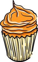 Orange cupcake, illustration, vector on white background