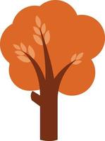 Tree with brown leaves, illustration, vector on white background.