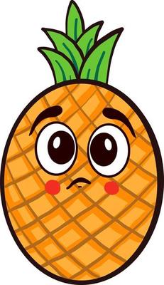Sad pineapple, illustration, vector on white background.