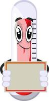 Thermometer with blank plate, illustration, vector on white background.