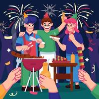 BBQ Party in New Year Celebration vector