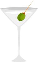 Martini with olive, illustration, vector on white background.