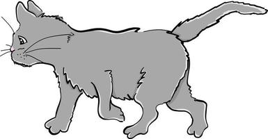 Grey cat, illustration, vector on white background