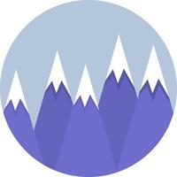 Five snowy mountain tops in the day time, illustration, vector on white background.