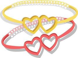 Heart bracelets, illustration, vector on white background