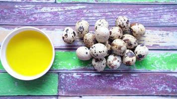 Quail eggs and olive oil video