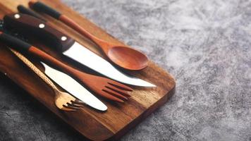 kitchen utensils on wood board video