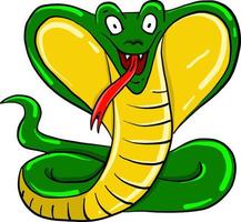 Green snake cobra, illustration, vector on white background