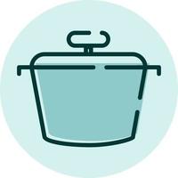 Kitchen pot with lid, illustration, vector on a white background.
