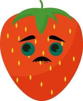 Sad strawberry, illustration, vector on white background