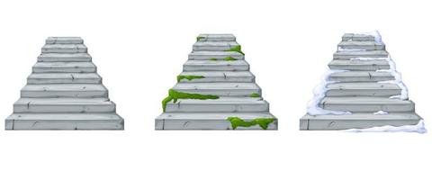 conjunto de escalera de piedra antigua. roca interior para el diseño de la interfaz de usuario. concepto de motivación. vector