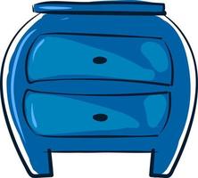 Blue bedside table, illustration, vector on white background.