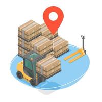 tracking warehouse cargo management forklift element isometric vector