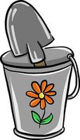 Shovel in bucket, illustration, vector on white background