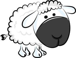 Funny sheep, illustration, vector on white background.