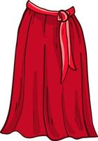 Long red skirt, illustration, vector on white background.