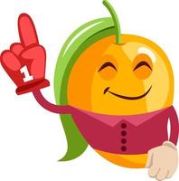 Mango with big red glove, illustration, vector on white background.