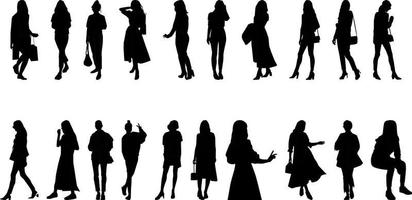 Fashionable womens activity silhouette, high resolution, and realistic. vector