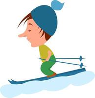 Man skiing on snow , illustration, vector on white background