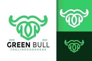 diseño de logotipo de toro verde, vector de logotipos de identidad de marca, logotipo moderno, plantilla de ilustración vectorial de diseños de logotipos