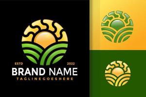 diseño de logotipo de sol verde, vector de logotipos de identidad de marca, logotipo moderno, plantilla de ilustración vectorial de diseños de logotipos