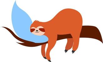 Sleeping sloth, illustration, vector on white background.