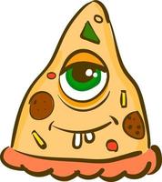 Pizza with single eye, vector or color illustration.