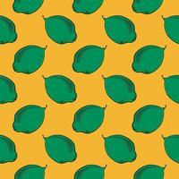 Green lime,seamless pattern on mustard yellow background. vector