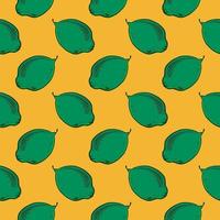 Green lime,seamless pattern on mustard yellow background. vector