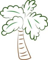 Palm tree drawing, illustration, vector on white background.