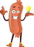 Sausage having idea, illustration, vector on white background.