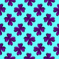 Lucky purple flowers,seamless pattern on dark blue background. vector