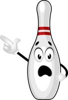 Bowling pin is shocked, illustration, vector on white background.
