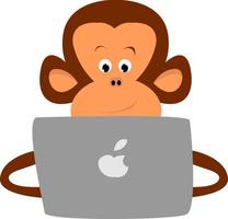 Monkey at work, illustration, vector on white background.