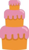 Cake with three layers, illustration, vector on white background.
