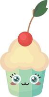 Cute cupcake, illustration, vector on white background.