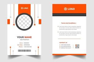 Company employee id card template. Modern and clean business id card template. professional id card design template with orange color. corporate modern business id card design template. vector