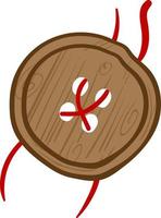 Brown wooden button, illustration, vector on white background.