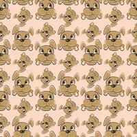 Dog with bone pattern, seamless pattern on pink background. vector