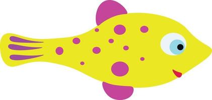 Happy fish, illustration, vector on white background.