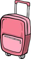 Small pink suitcase, illustration, vector on white background.