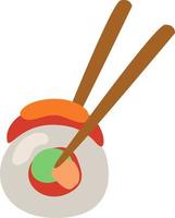 Asian food sushi roll with rice, illustration, vector on a white background.