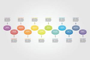 process chart template for infographic for presentation for 12 months vector