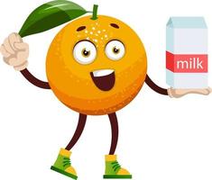 Orange with milk, illustration, vector on white background.