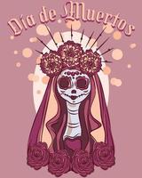 Dia de Muertos Portrait of Calavera Catrina vector