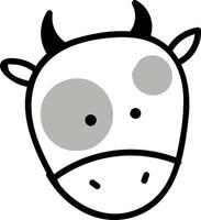 Grey cow head, illustration, vector on white background.